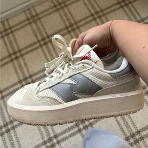 New Balance Cream and Gray Casual Sneakers
